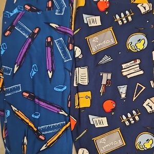 2 Pair Of LuLaRoe Leggings, Teacher / School Print, NEW
